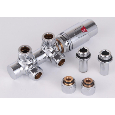 Royal Plaza Odin thermostatische radiator aansluitblok haaks chroom OUTLETSTORE