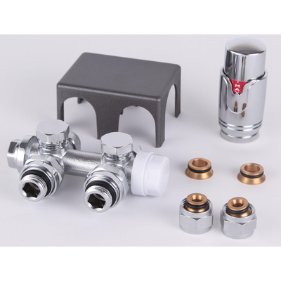 Royal Plaza universeel aansluitblok met thermostaatknop kap grijs chroom