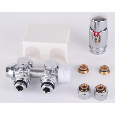 Royal Plaza universeel aansluitblok met thermostaatknop kap wit chroom