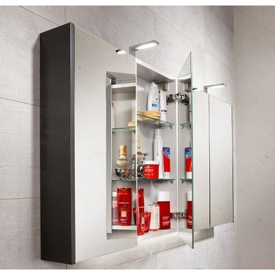 Royal Plaza Merlot spiegelkast 60x74cm Rechthoek led verlichting geintegreerd met 1 deur IP44 Spaanplaat zilver