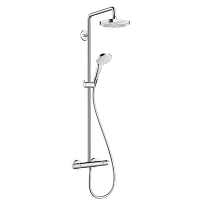 Hansgrohe Croma Select E 181 2jet showerpipe EcoSmart: met Ecostat Comfort douchekraan thermostatisch met Croma Select E Multi handdouche en 2jet hoofddouche wit/chroom