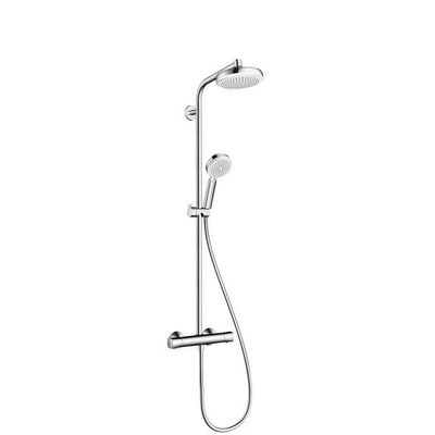 Hansgrohe Crometta 160 showerpipe EcoSmart: met Ecostat Universal douchekraan thermostatisch met crometta 100 Vario handdouche en crometta 160 hoofddouche wit/chroom