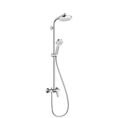 Hansgrohe Crometta 160 showerpipe: met Talis S douchekraan met crometta 100 Vario handdouche en crometta 160 hoofddouche wit/chroom