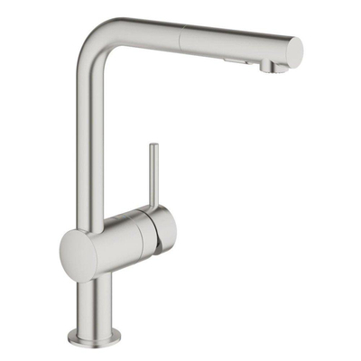 GROHE Minta Keukenkraan - hoog - uittrekbare l uitloop - 2 straalsoorten - supersteel geborsteld