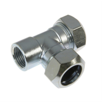 VSH Klem T stuk verlopend binnendraad 15x15x1/2 messing verzinkt