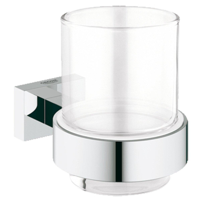 GROHE Essentials Cube Bekerhouder - 9.2x10.7x7.2cm - met glas - chroom
