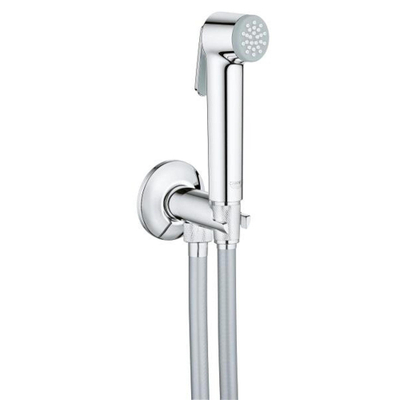 GROHE Tempesta-F Trigger Spray 30 Handdoucheset - 1 straalsoort - rond - met houder - met geïntegreerde hoekstopkraan - gladde slang - 125cm - chroom