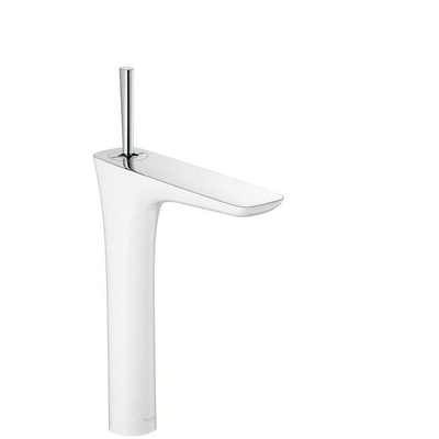 Hansgrohe PuraVida wastafelkraan verhoogd met push open garnituur wit chroom