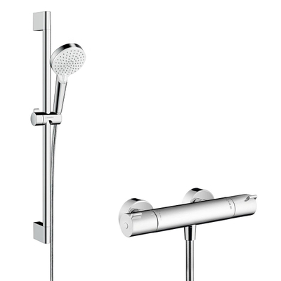 Hansgrohe Ecostat 1001cl thermostaat met stang 65cmm crometta vario handdouche wit chroom