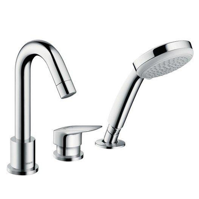 Hansgrohe Logis afdekset 3 gats badrandcombinatie met handdouche chroom