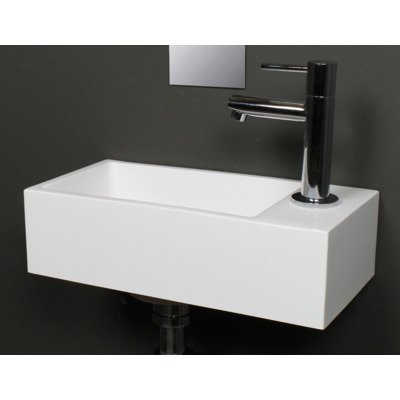 INK Versus Fontein - 36x18x9cm - wasbak links - 1 kraangat - polystone wit glans