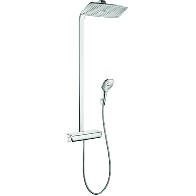 Hansgrohe Raindance Select E 360 Air 1jet showerpipe: met Ecostat Select douchekraan thermostatisch 116.6cm met handdouche 3jet en hoofddouche 1jet wit/chroom