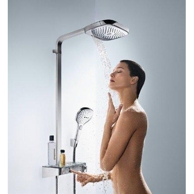 Hansgrohe Raindance Select E300 showerpipe: met Showertablet 300 opbouwkraan thermostatisch met handdouche 3jet en hoofddouche 3jet chroom