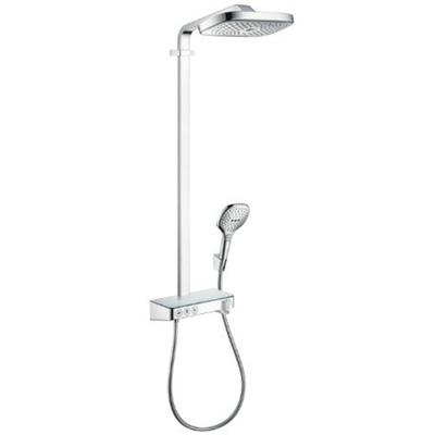 Hansgrohe Raindance Select E300 showerpipe: met Showertablet 300 opbouwkraan thermostatisch met handdouche 3jet en hoofddouche 3jet chroom