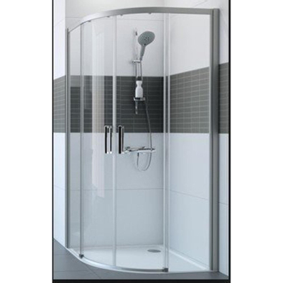 Huppe Classics 2 easy entry kwartrond met schuifdeur 90 90x200cm r500 matzilver antiplaque glas