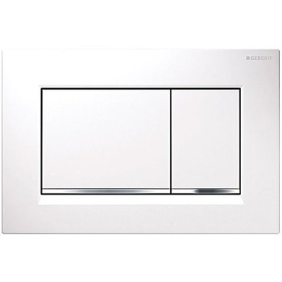 Geberit Sigma30 bedieningplaat, 2-toets spoeling frontbediening voor toilet 24.6x16.4cm wit