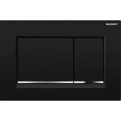 Geberit Sigma20 bedieningsplaat - 2-toets spoeling - rechthoekige knoppen - zwart/glanschr./zwart