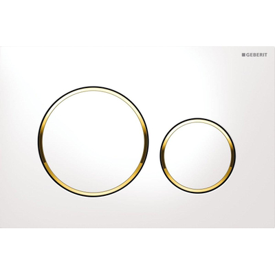 Geberit Sigma20 bedieningplaat, 2-toets spoeling frontbediening voor toilet 24.6x16.4cm wit goud wit