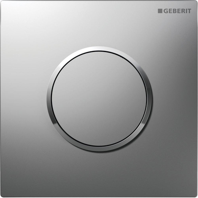 Geberit HyTouch urinoir stuursysteem pneumatisch met bedieningsplaat Sigma 10 Plaat en toets matverchroomd Designring glansverchroomd