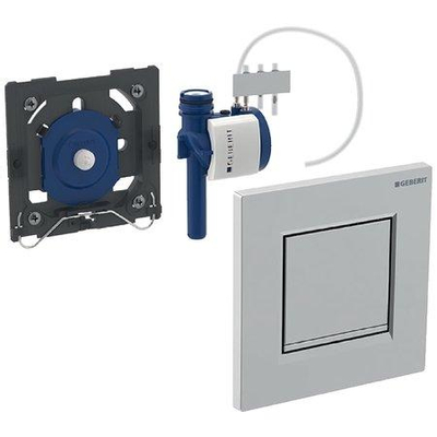Geberit type 20 urinioir bedieningsplaat - pneumatisch - rechthoekige knoppen - wit/glans chroom