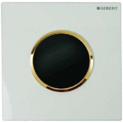 Geberit type 10 urinioir bedieningsplaat - batterij - ronde knop - wit/verguld