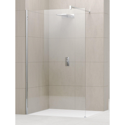 Novellini Giada inloopdouche H 110x195cm met muursteun 100cm mat chroom profiel en helder glas