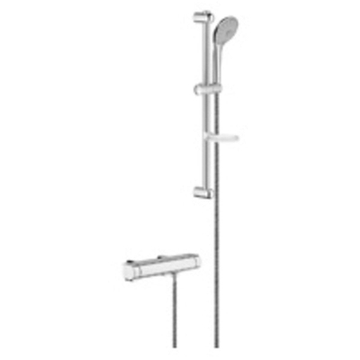 GROHE Grohtherm 2000 Doucheset - thermostatische douchekraan - met glijstangset - 60cm - ronde handdouche - 3 straalsoorten - gladde doucheslang - met zeepschaal - chroom