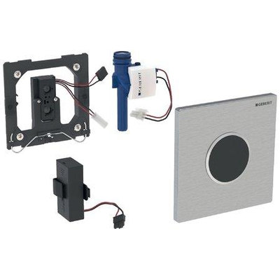 Geberit type 10 urinioir bedieningsplaat - batterij - ronde knop - rvs geb./gepolijst/e-to-cl