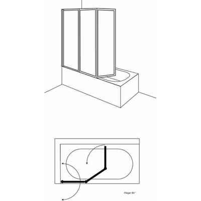 Huppe Combinett 3 delige badklapwand 140x140cm matzilver profiel en helder glas