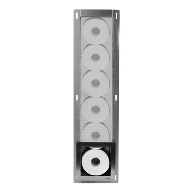 Looox Closed Inbouw Reserverolhouder 17.3x74x14cm - 6 rollen - RVS geborsteld