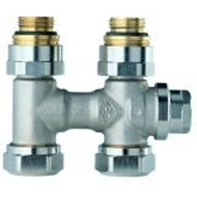 Heimeier Vekolux onderblok 2 pijps 1/2 50mm haaks voor radiator bi.dr.