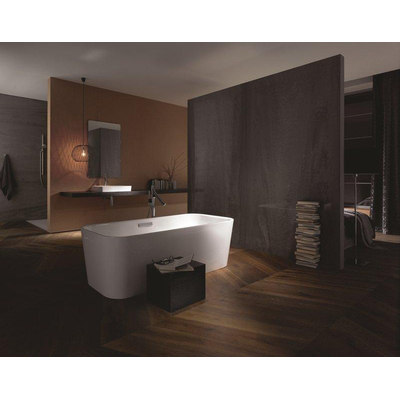 Bette Art I duobad plaatstaal half vrijstaand met smalle badrand 180x80x42cm met paneel wit