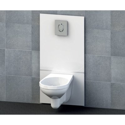 Sanibroyeur Saniwall Pro inbouwelement m. glazen panelen incl. fecaliënvermaler m. Grohe bedieniningsplaat verchroomd excl. toilet