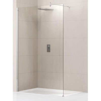 Novellini Lunes inloopdouche H 118 120x195cm met muursteun 100cm mat chroom profiel en helder glas LUNESH1201B