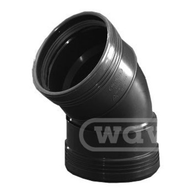 Wavin Wafix pp bocht 45gr. 50 manchet/manchet zwart