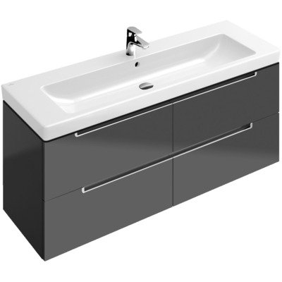 Villeroy & Boch Subway 2.0 wastafelonderbouw 128,7x44,9x41,6cm met 4 lade voor meubelwastafel 7176 130cm grey