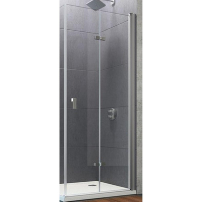 Huppe Design pure 2 delige vouwdeur sft rechts 100x190cm matzilver helder glas