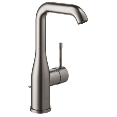 GROHE Essence New Wastafelkraan Opbouw - uitloop 12.7cm - L-size - hoge draaibare uitloop - waste - EcoJoy - brushed hard graphite