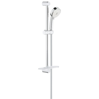 GROHE New Tempesta Cosmopolitan 100 Glijstangset - 60cm - ronde handdouche - 4 straalsoorten - gladde doucheslang - met zeepschaal - chroom/wit