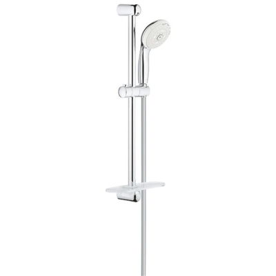 GROHE New Tempesta 100 Glijstangset - 60cm - ronde handdouche - 4 straalsoorten - gladde doucheslang - met zeepschaal - chroom/wit