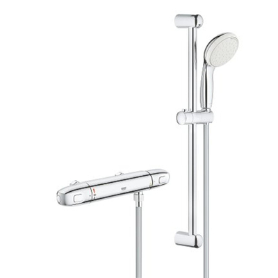 GROHE Grohtherm-1000 New comfortset met douchekraan thermostatisch HOH=12cm met New Tempesta glijstangcombinatie 60cm chroom/wit