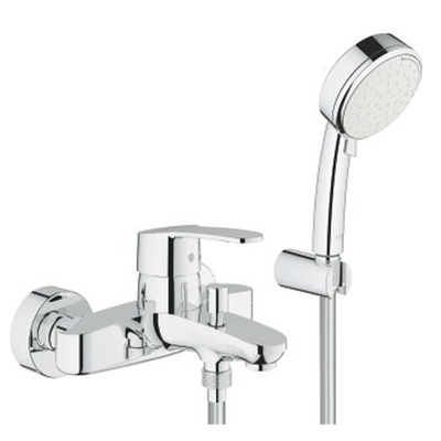 GROHE Eurostyle Cosmopolitan badkraan met omstel en koppelingen met doucheset chroom/wit