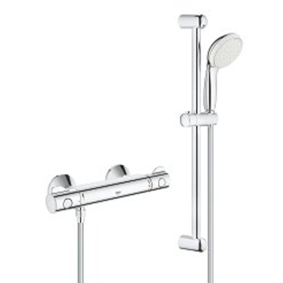 GROHE Grohtherm-800 comfortset met douchekraan thermostatisch met koppelingen met New Tempesta glijstangcombinatie 60cm chroom/wit OUTLETSTORE