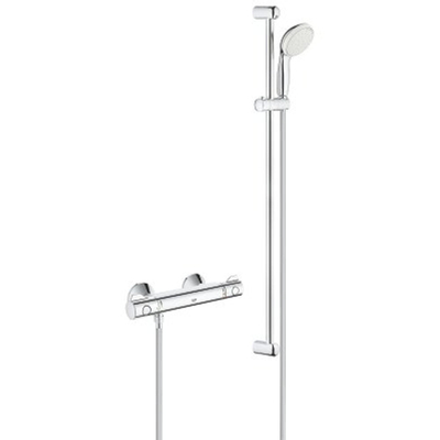 GROHE Grohtherm-800 comfortset met douchekraan thermostatisch met koppelingen met New Tempesta glijstangcombinatie 90cm chroom/wit