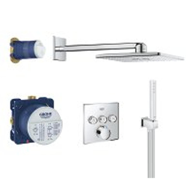 GROHE SmartControl Regendoucheset Inbouw - hoofddouche rechthoekig 31cm - 2 functies - handdouche staaf 1 stand - mengkraan - chroom