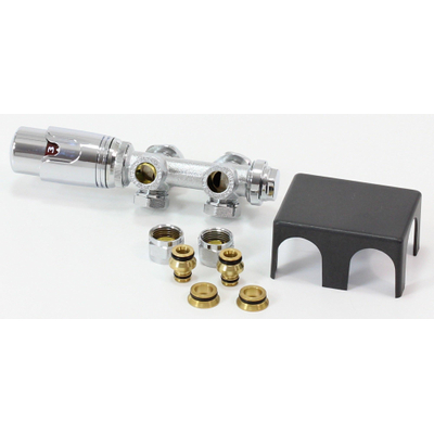 Royal Plaza universeel aansluitblok met thermostaatknop kap grijs chroom