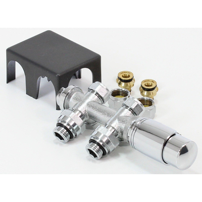 Royal Plaza universeel aansluitblok met thermostaatknop kap grijs chroom