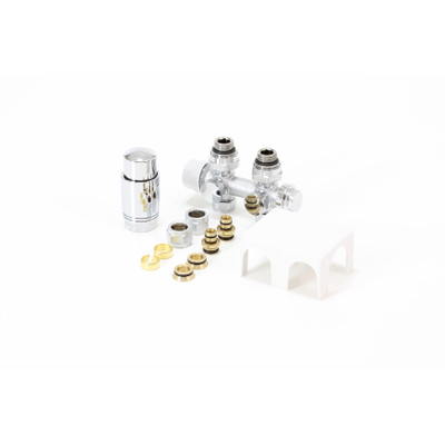 Royal Plaza universeel aansluitblok met thermostaatknop kap wit chroom