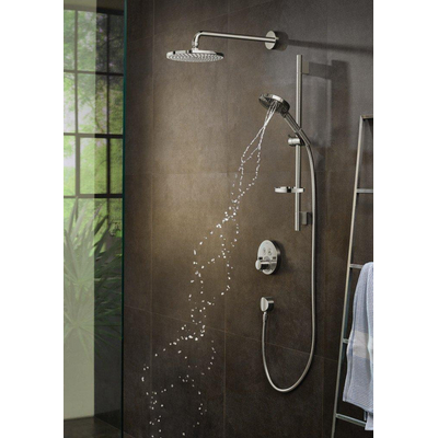 Hansgrohe Raindance Select S Unica`s Puro glijstangset met Raind. Select S 120 3jet PowderRain handdouche 65cm met Isiflex`B doucheslang 160cm en zeepschaal chroom