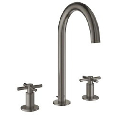 GROHE Atrio Wastafelkraan Opbouw - uitloop 16.6cm - m-size - kruisgrepen - hard graphite geborsteld